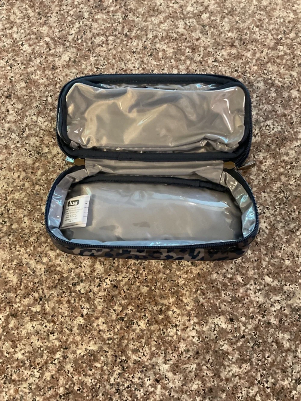 Lug Double Decker Makeup Organizer Leopard Navy